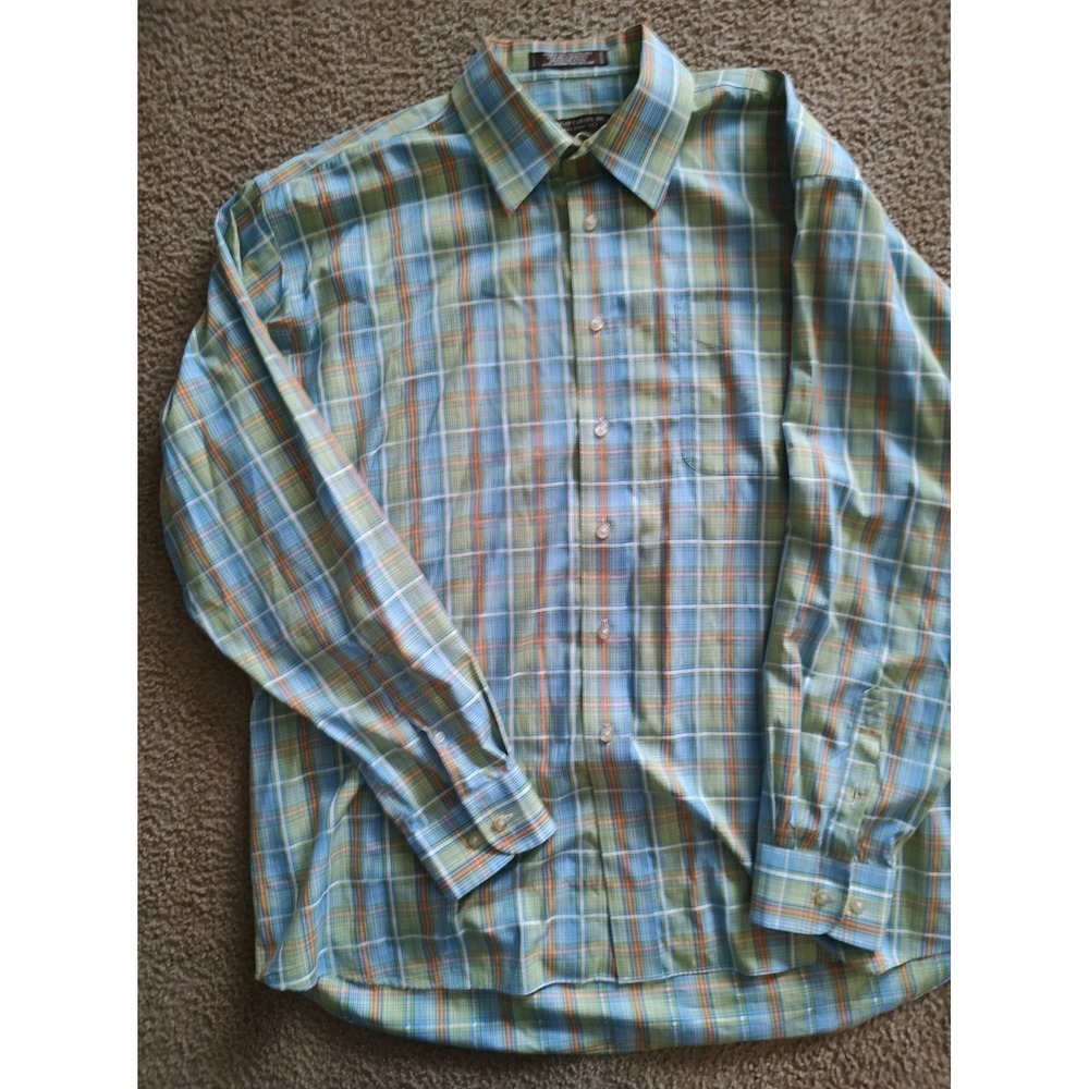 Forsyth Of Canada Shirt Mens Colorful XL Plaid Non Iron Dress Button Up EC